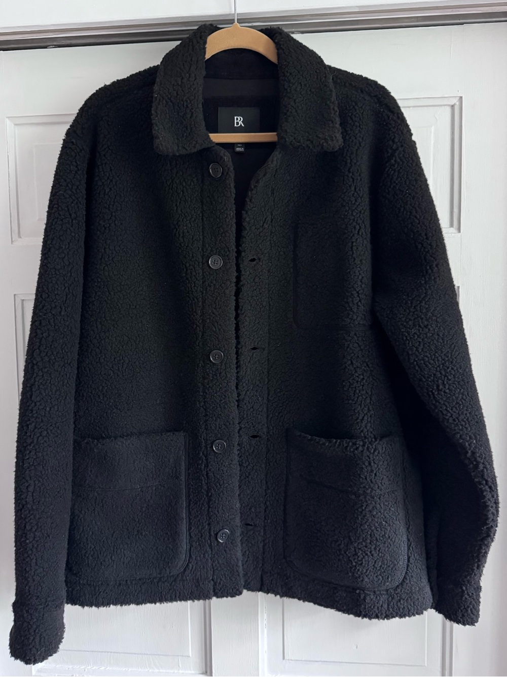 Banana Republic Sherpa Chore Coat Men’s Sz L Tall Black Fleece Heavy Warmth